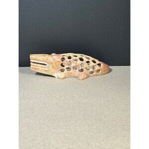 Vintage Carved Soapstone Alligator with Baby Inside Figurine Statue Decorative